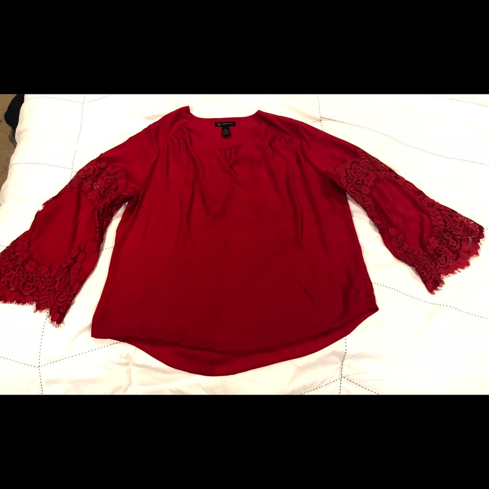 INC bright red long sleeve blouse, 1X